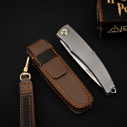 Slip Joint Knife Vanax Steel 3.46" Leaf Shape Blade Titanium