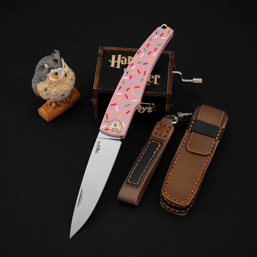 Slip Joint Knife Vanax Steel 3.46" Leaf Shape Blade Titanium