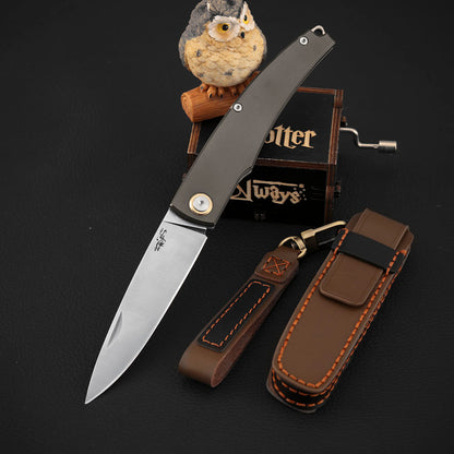 Slip Joint Pocket Knife Vanax Steel 3.46" Titanium