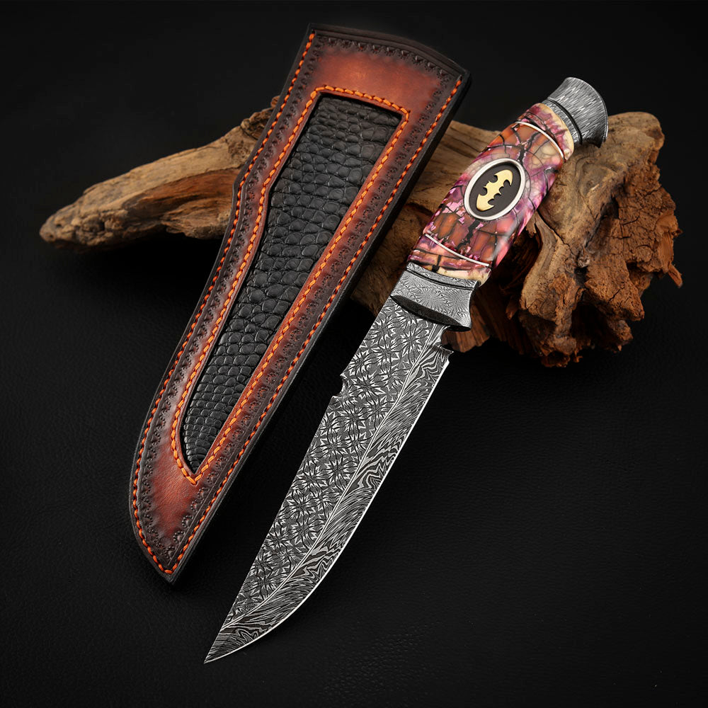 Hand-forged and Welded Damascus Steel Hunting Knife
