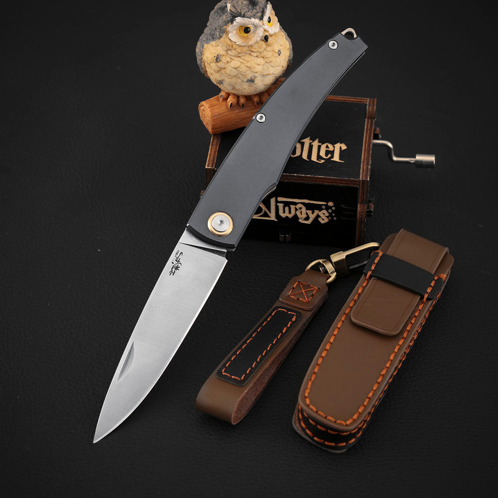 Slip Joint Pocket Knife Vanax Steel 3.46" Titanium