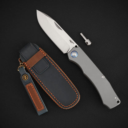 Drop Point Slip Joint Knife Vanax Steel 3.7 Inch Titanium