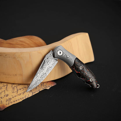 3.3 Inch Slip Joint Pocket Knife for EDC, Damasteel Steel