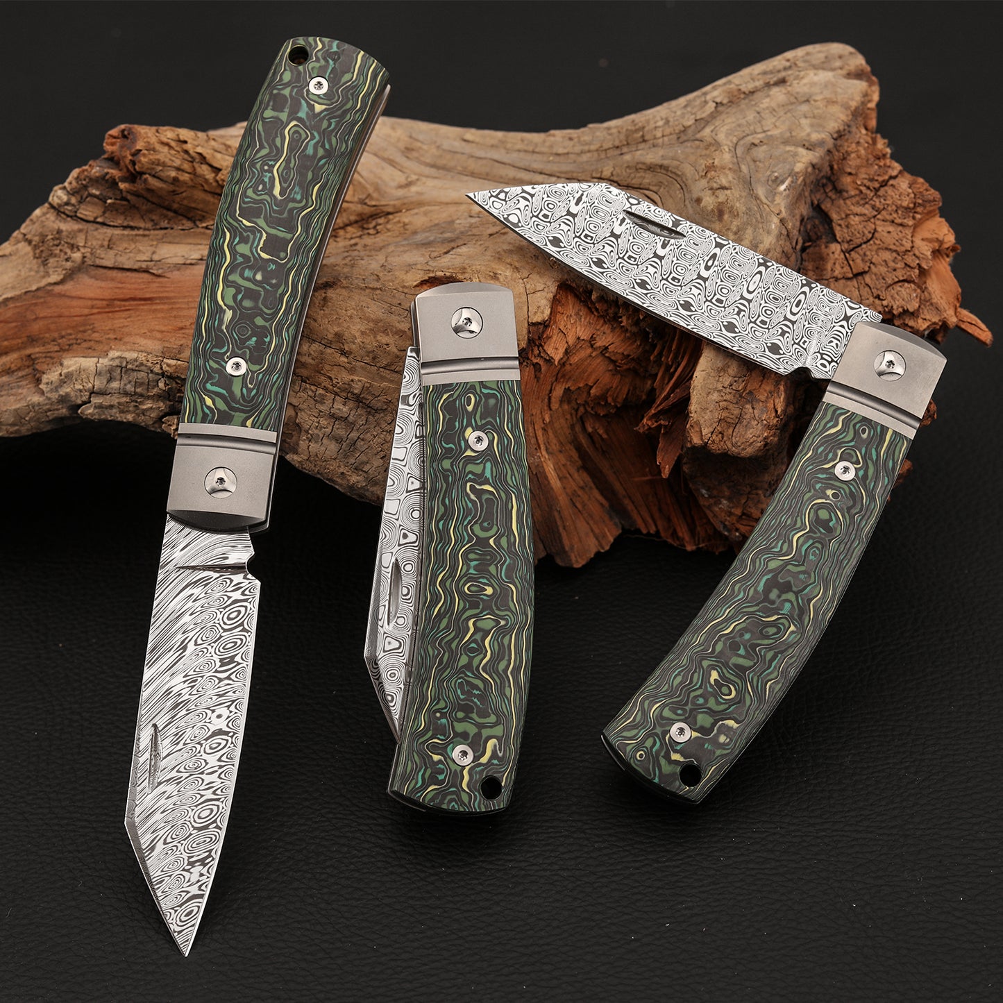 Slip Joint Pocket Knife in Damasteel with Carbon Fiber