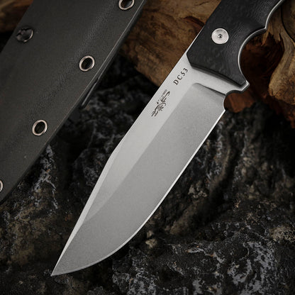 4.8 Inch DC53 Steel Fixed Blade Knife with Kydex Sheath