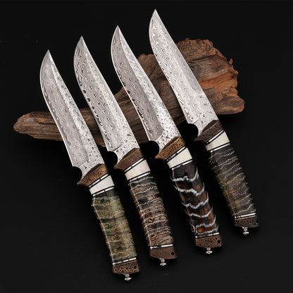 Mars Custom Fixed Blade Knife in Damasteel with Mammoth Tusks