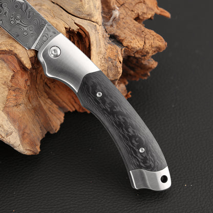 3 Inch Slip Joint Pocket Knife, Damascus Steel, Ironwood