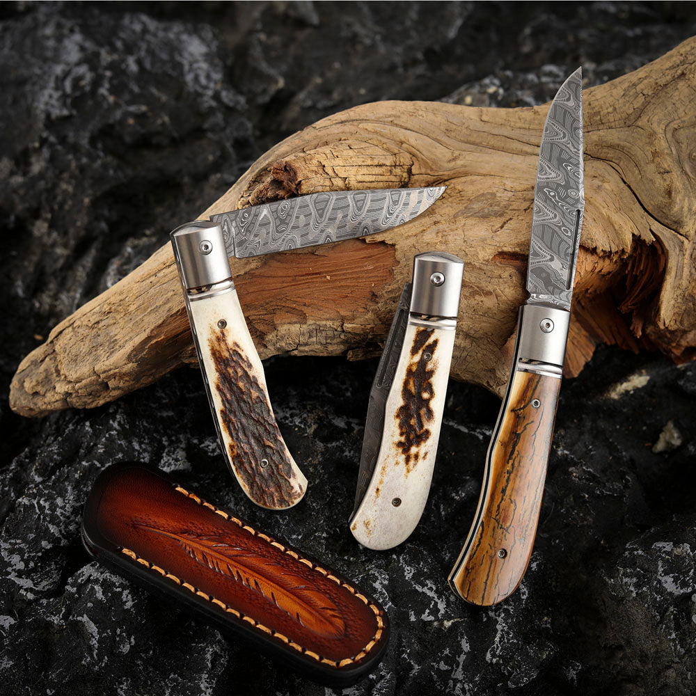 Hand-forged Custom Slip Joint Pocket Knife Damascus Steel
