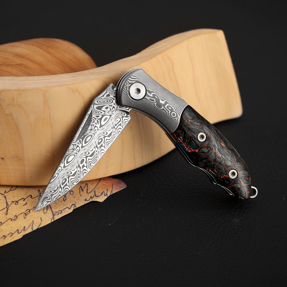 2 Inch Slip Joint Pocket Knife for EDC, Sweden Damasteel Blade