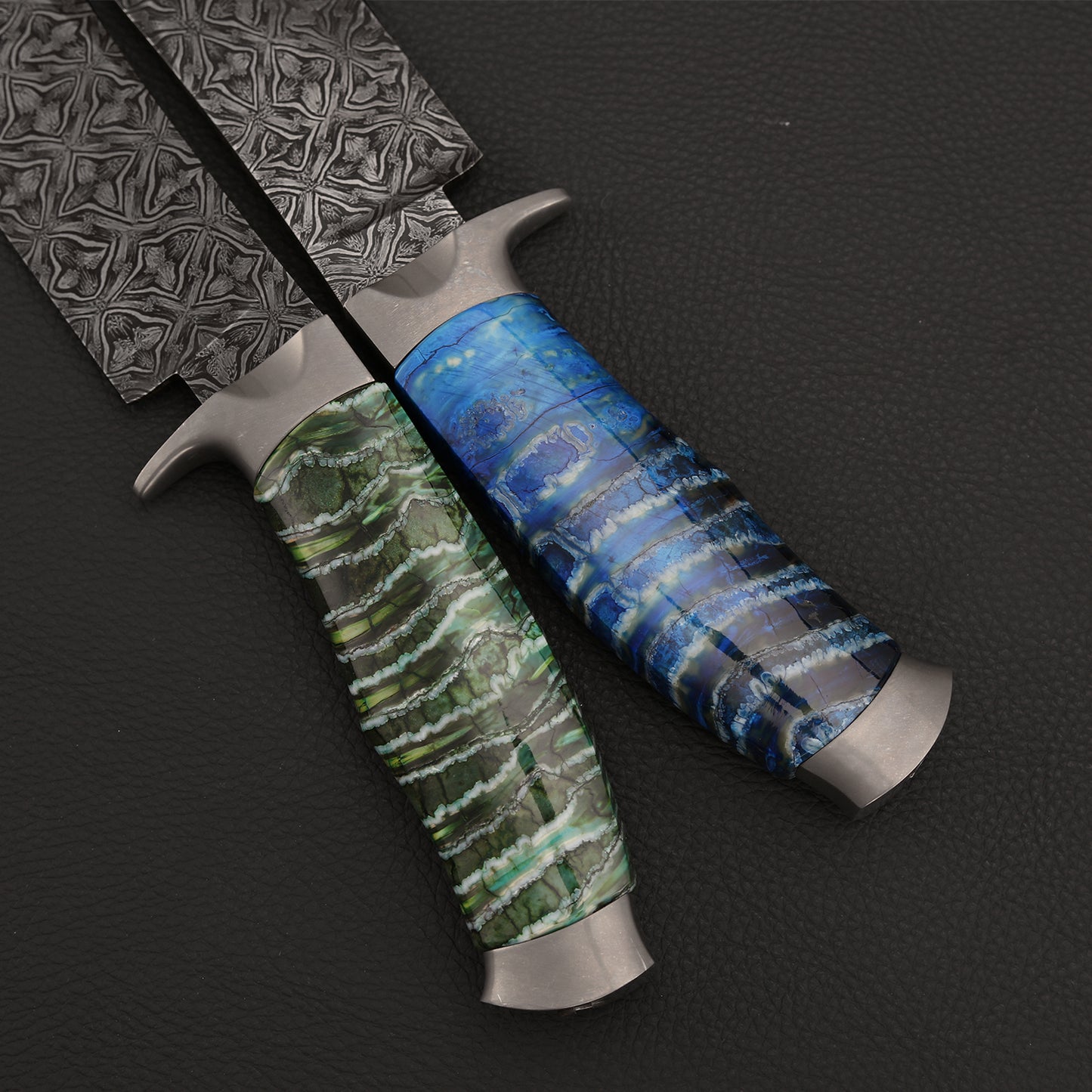 Custom Hunter in Mosaic Damascus with Mammoth Tusks