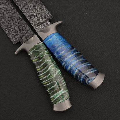 Custom Hunter in Mosaic Damascus with Mammoth Tusks