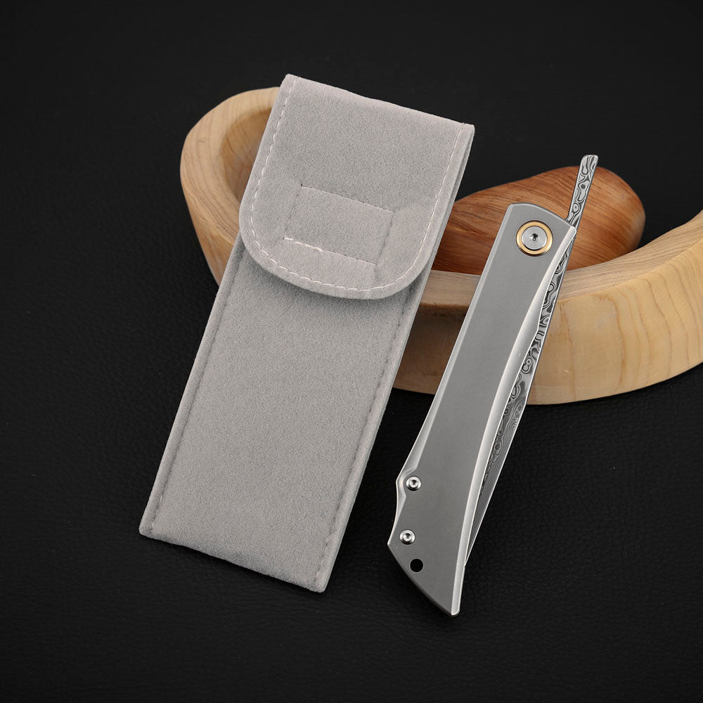 Detent Slip Joint Pocket Knife, Damascus Steel, Titanium
