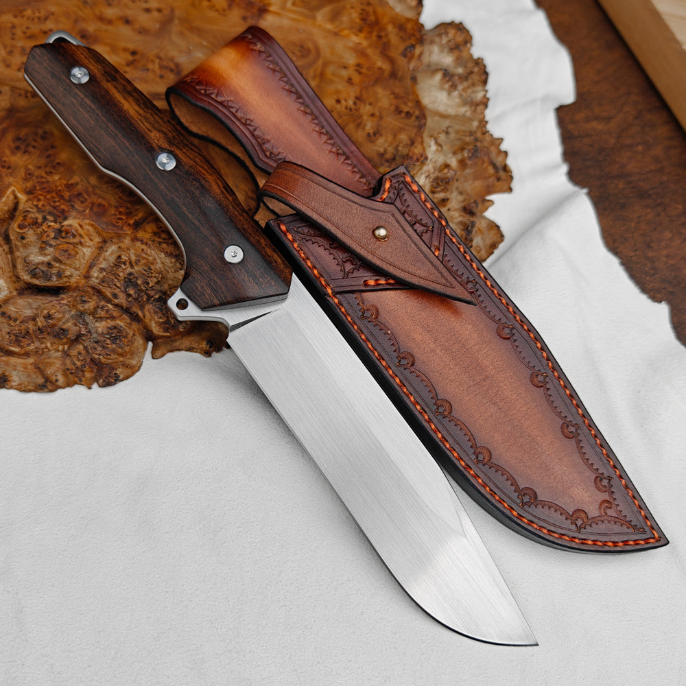 5.8 Inch Full Tang Hunter in M398 Steel with Leather Sheath