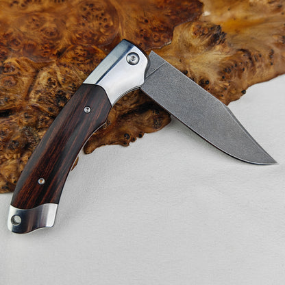 Slip Joint Pocket Knife in Wootz with Ironwood