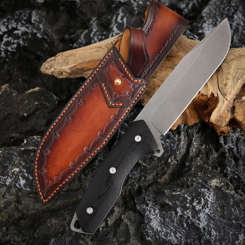 Wootz Steel 5.8" Fixed Blade Knife with Carbon Fiber Handle
