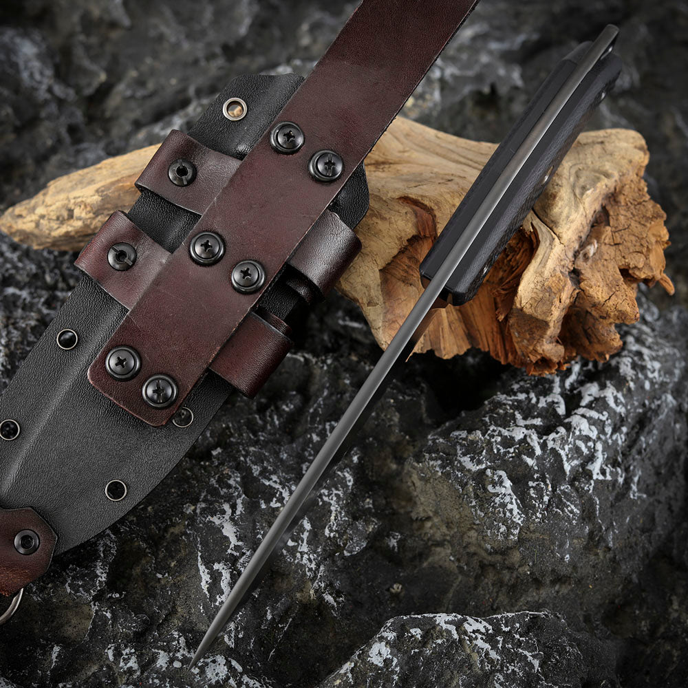 6.3 Inch S35VN Steel Fixed Blade Knife, DLC Coating, Carbon Fiber