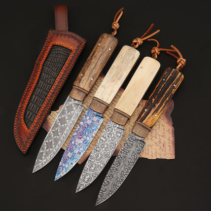 Custom Hunter Mosaic Damascus Mammoth Tusks