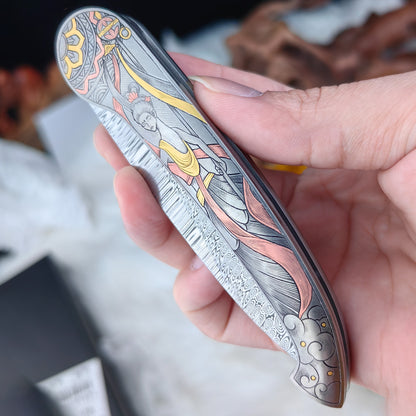 Celestial Hand-engraved Pocket Knife