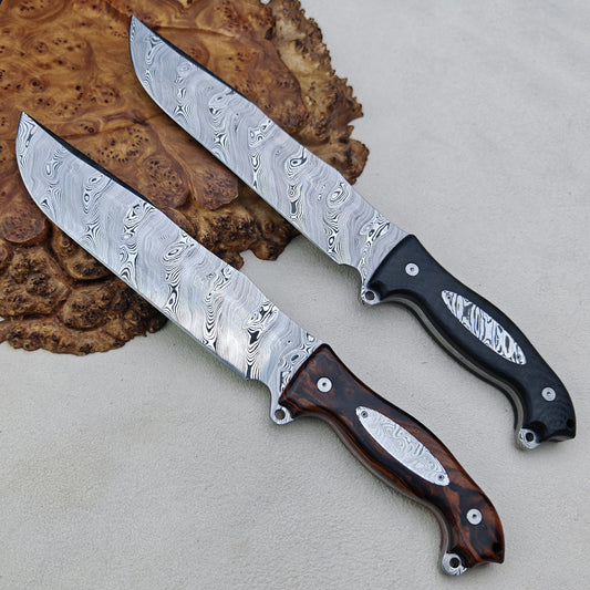 Survival, Camp Knife | 7.3 Inch Damasteel Bjorkmans-Twist | Carbon Fiber, Ironwood