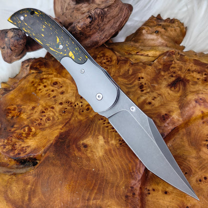 Tanto Style Folding Knife, Wootz Steel