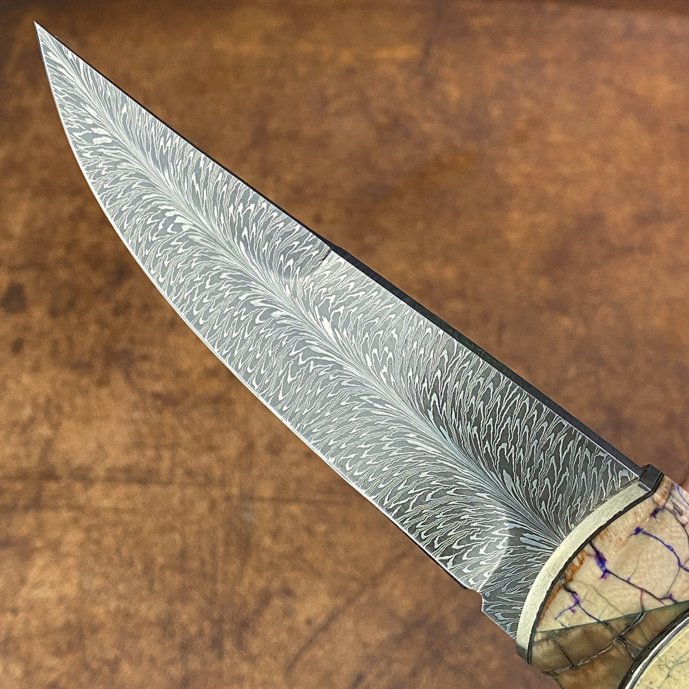 Feather Damascus Hunter with Mammoth Tusks