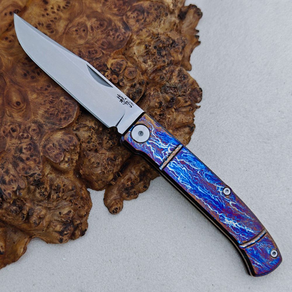 Slip Joint Pocket Knife (3.15" Vanax Steel) Lightning Strike Anodized Titanium