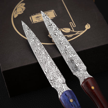 Tea Knife For Tea Cake, Damasteel, Ox Bone