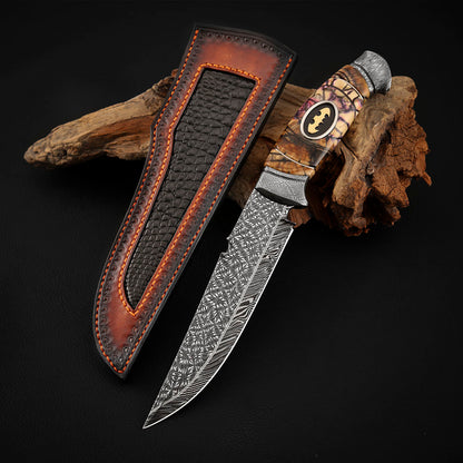 Hand-forged and Welded Damascus Steel Hunting Knife