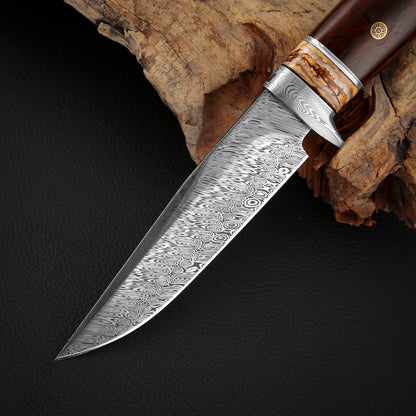 Hunting Custom Knife in Damasteel, Ironwood