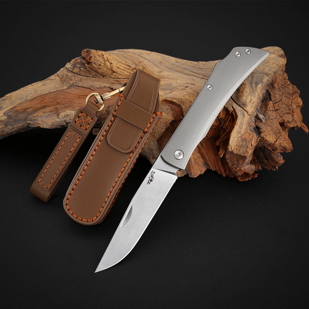 Vanax Steel Slip Joint Pocket Knife, 3.46 Inch, Titanium