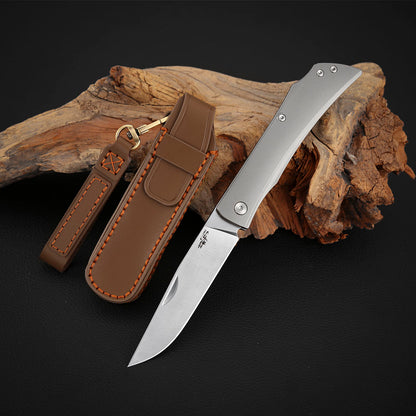 Vanax Steel Slip Joint Pocket Knife, 3.46 Inch, Titanium