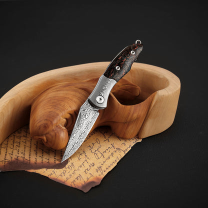 3.3 Inch Slip Joint Pocket Knife for EDC, Damasteel Steel