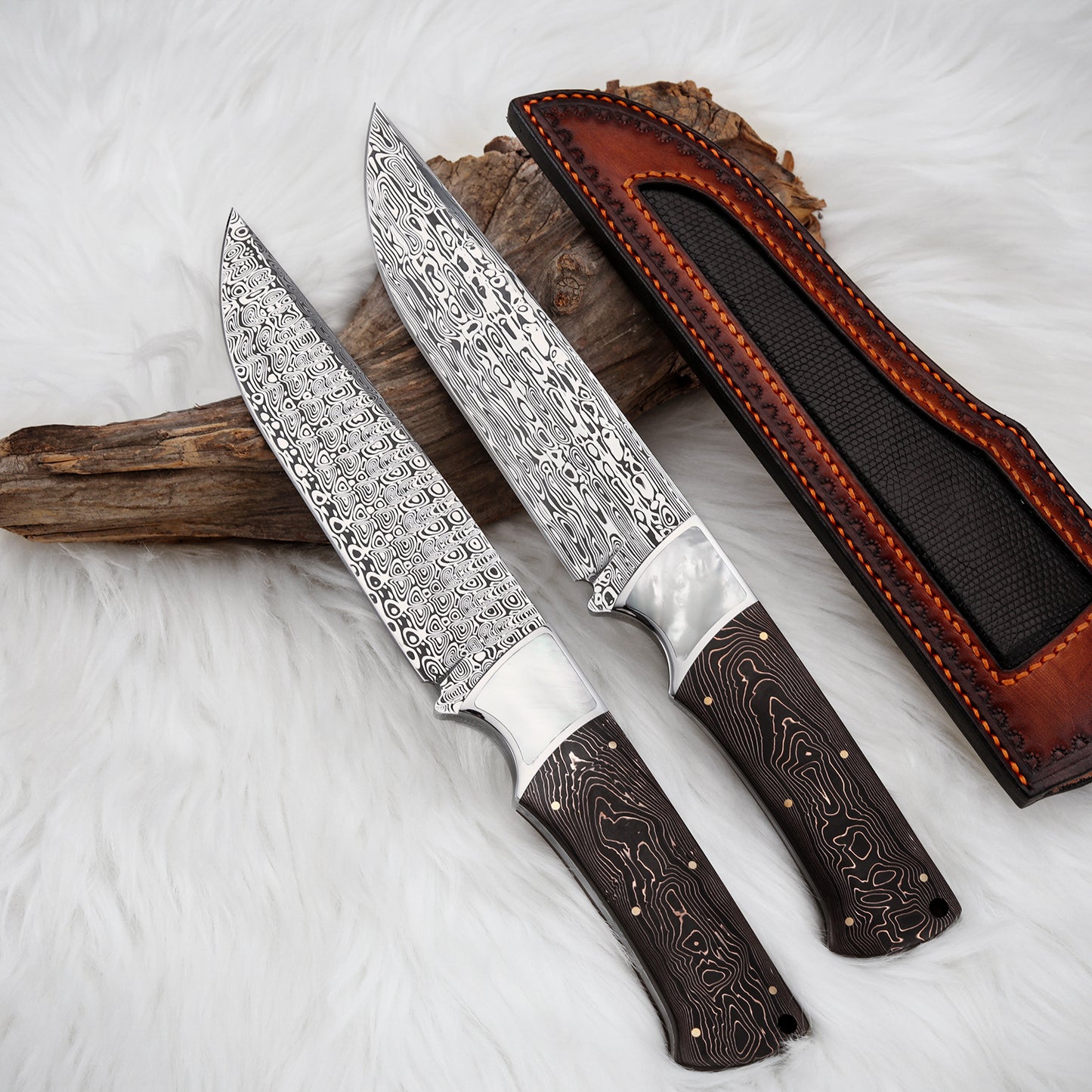 Custom Hunting Knife in Powder Damasteel with Carbon Fiber