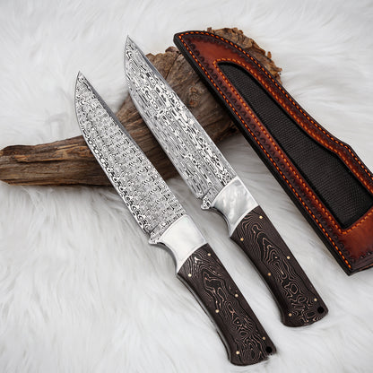 Custom Hunting Knife in Powder Damasteel with Carbon Fiber