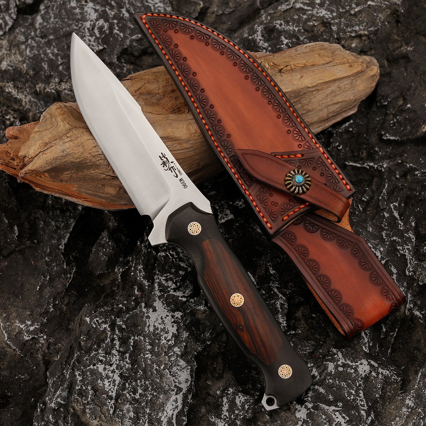 Fixed Blade Knife M390 Steel 5" Convex Edge Blade