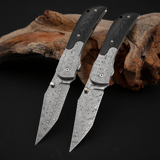 Eagle Hand-engraved Liner Lock Folding Knife Inlaid with 24K Gold