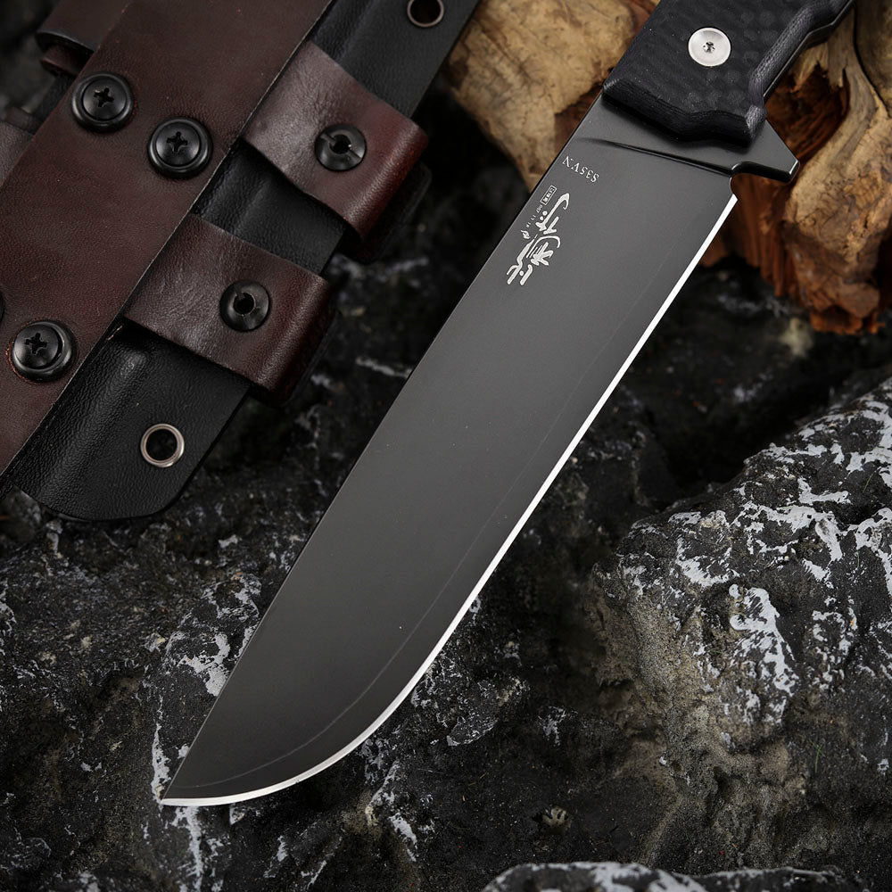 6.3 Inch S35VN Steel Fixed Blade Knife, DLC Coating, Carbon Fiber