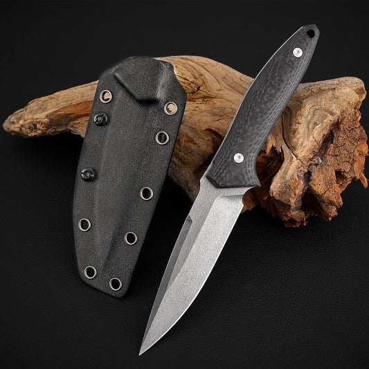 SLD-Magic Steel Fixed Blade Knife 4.6" Carbon Fiber