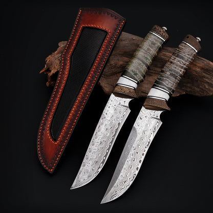 Mars Custom Fixed Blade Knife in Damasteel with Mammoth Tusks