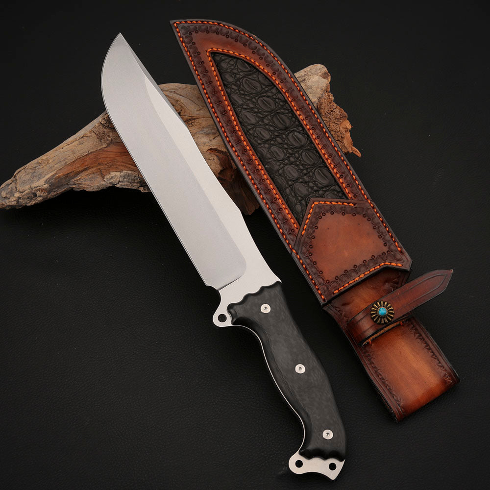 8 Inch Machete Fixed Blade Knife Vanax Steel Carbon Fiber