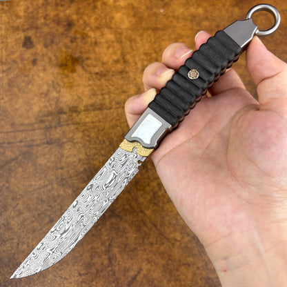 3.6" Ring Pommel Knife in Damasteel