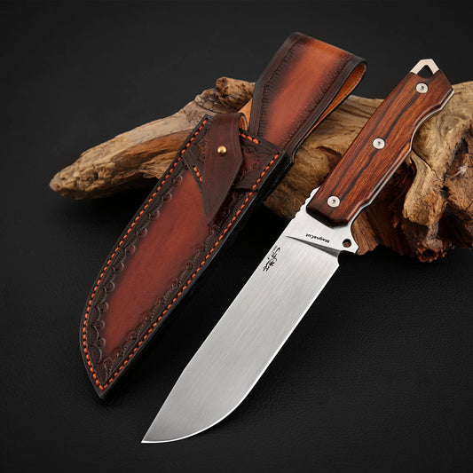 5.2 Inch MagnaCut Steel Fixed Blade Knife with Ironwood Scales