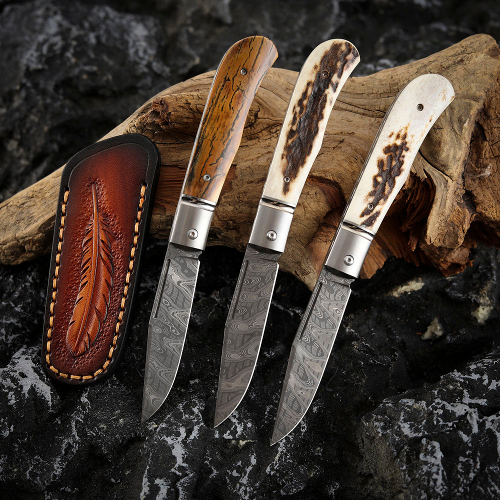 Hand-forged Custom Slip Joint Pocket Knife Damascus Steel