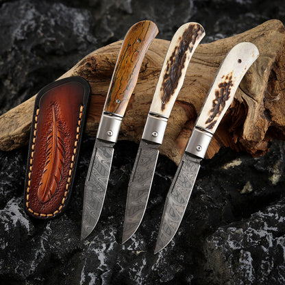 Hand-forged Custom Slip Joint Pocket Knife Damascus Steel