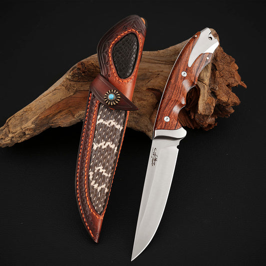 MagnaCut Steel Fixed Blade Knife 4.7" Ironwood