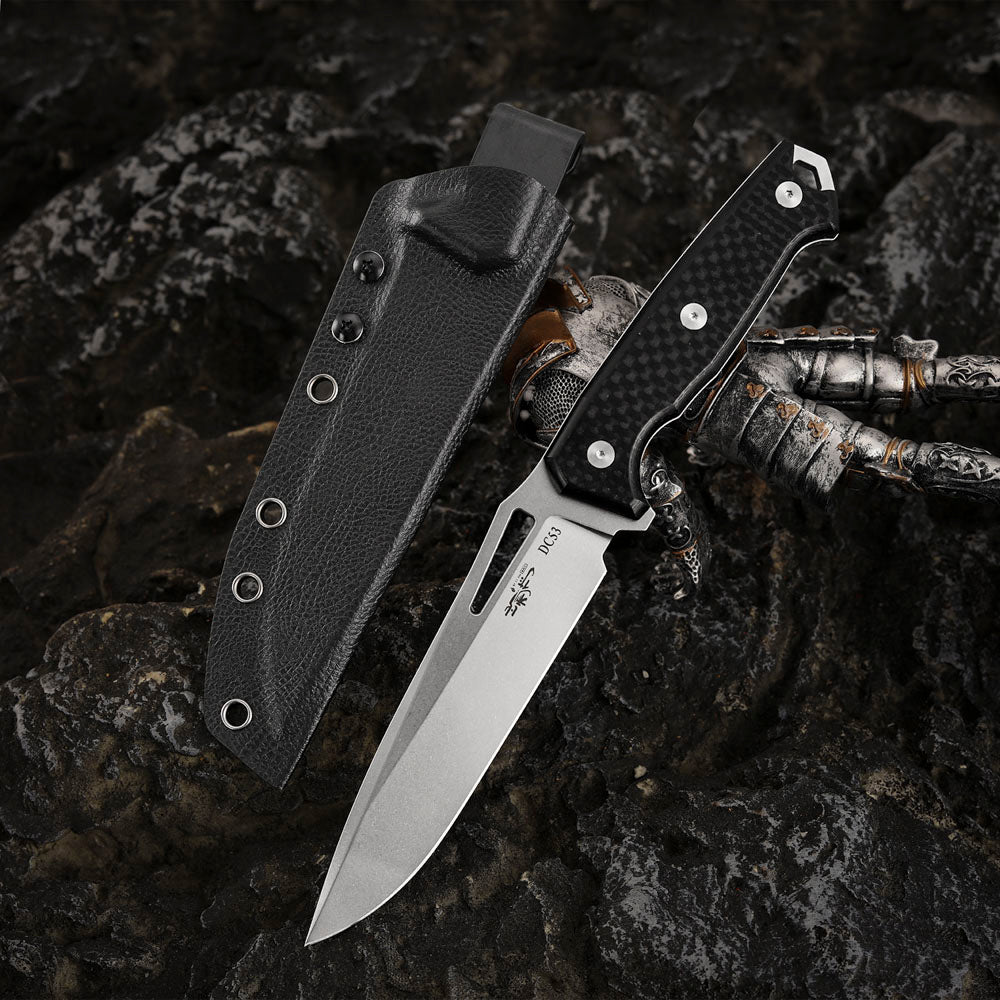 5.2 Inch Fixed Blade Knife, DC53 Steel with Kydex Sheath