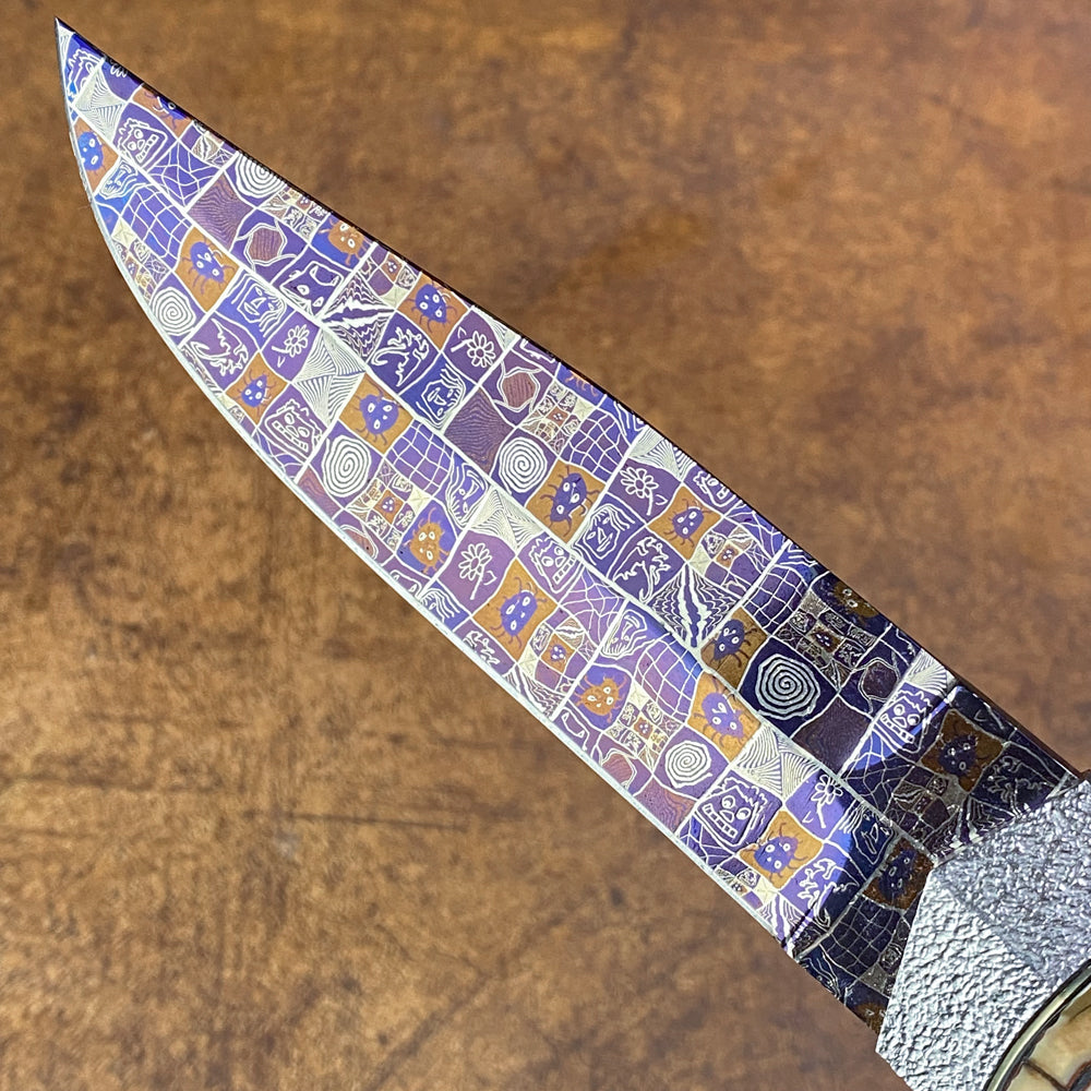 Mosaic Damascus Hunter with Mammoth Tusks