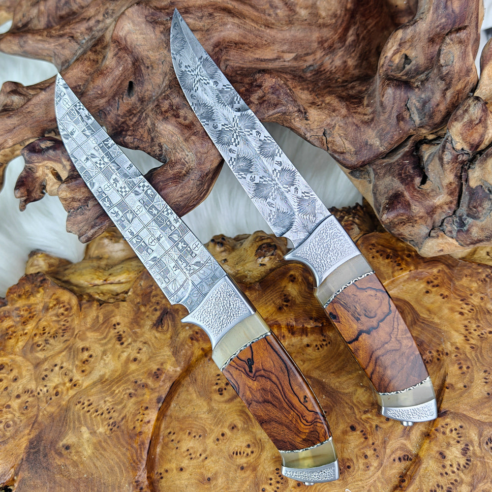 Hand-forged Mosaic Damascus Fixed Blade Knife