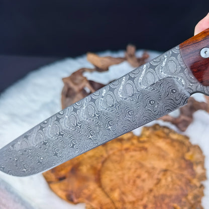 7.5" Machete in Damascus Steel with Ironwood