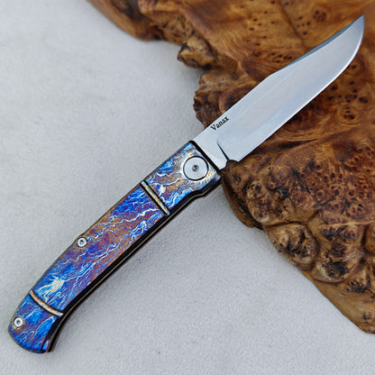 Slip Joint Pocket Knife (3.15" Vanax Steel) Lightning Strike Anodized Titanium